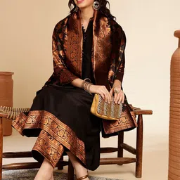 Anouk Ethnic Motifs Zari Regular Kurta with Palazzos & Dupatta image 5