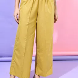 Vishudh Women Yellow Yoke Design Embrioderd Kurti With Trousers & With Dupatta image 5