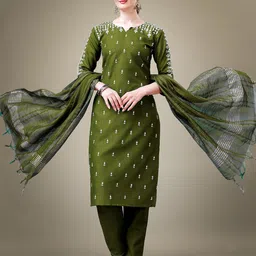 devkison Designer Women Paisley Printed Regular Kurta with Churidar & With Dupatta-image-9