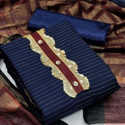 SHADOW & SAINING Striped Woven Design Unstitched Dress Material-picture-0