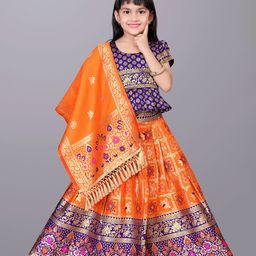 BAESD Girls Woven Design Zari Ready to Wear Lehenga & Blouse With Dupatta-picture-7