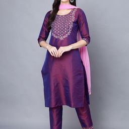 BAESD Yoke Design Round Neck Kurta with Trousers & Dupatta-picture-12