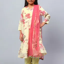 BAESD Girls Floral Printed Angrakha Silk Georgette Kurta with Palazzos & Dupatta-image-51