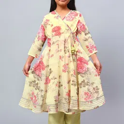BAESD Girls Floral Printed Angrakha Silk Georgette Kurta with Palazzos & Dupatta-image-52