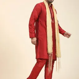 Moda Rapido Men Ethnic Motifs Regular Thread Work Kurta with Pyjamas & With Dupatta image 3
