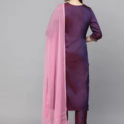 Stylum Embroidered Mirror Work Kurta with Trousers & Dupatta image 3