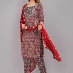KALINI Ethnic Motif Printed Regular Gotta Patti Kurta & Trousers With Dupatta image 5