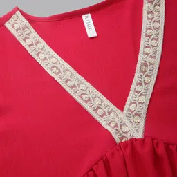 Stylum Majenta Yoke Design Thread Work Sequined A-Line Kurta with Trousers & Dupatta image 2