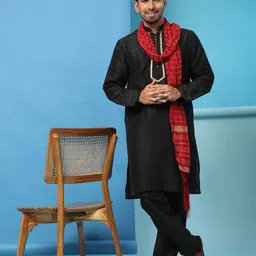 Moda Rapido Men Ethnic Motifs Embroidered Regular Thread Work Kurta with Pyjamas & With Dupatta image 4