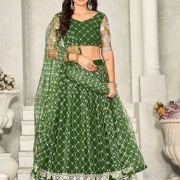 KALINI Embroidered Net Ready to Wear Lehenga & Unstitched Blouse With Dupatta-picture-29