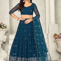 KALINI Embroidered Sequinned Ready to Wear Lehenga & Unstitched Blouse With Dupatta-picture-54