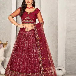 KALINI Embroidered Ready to Wear Lehenga & Unstitched Blouse With Dupatta-57