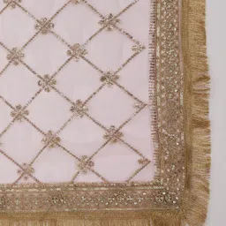 Dupatta Bazaar Pink & Gold-Toned Ethnic Motifs Embroidered Dupatta with Zardozi image 4