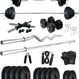 20 kg 70kg PVC weight with 3ft Curl Rod, 5ft Straight Rod and Accessories Home Gym Combo-image-20