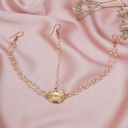Ruby Raang Girls Gold-Plated Kundan Studded & Beads Beaded Matha Patti-image-51