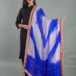Apratim Dyed Art Silk Tie and Dye Dupatta with Gotta Patti-picture-37