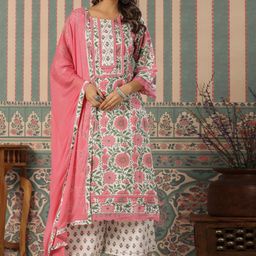Readiprint Fashions Women Ethnic Motifs Printed Pure Cotton Kurta with Palazzos & Dupatta-20