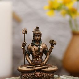 CraftVatika Bronze-Toned & Green Lord Shiva Cold Cast Bronze Statue-picture-18