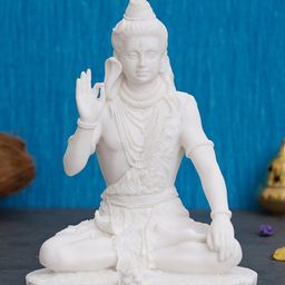 eCraftIndia White Decorative Lord Shiva Idol Statue Showpiece-image-18