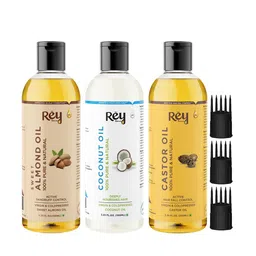 Rey Naturals Set of 3 Cold Pressed Castor Oil, Coconut Oil & Sweet Almond Oil-image-8