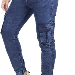 Men's Denim Cargo Pants | Stretchable, Multi-Pocket, Slim Fit | Casual Wear Men Cargos-picture-3