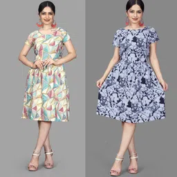 mahadev Women Fit and Flare Multicolor Mini/Short Dress-picture-24