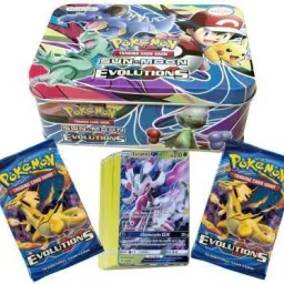 Pokemon cards Sun Moon & Evolutions Big Tin with two booster packs-image-3