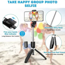 G2L 2 in 1 Extendable Selfie Stick Tripod with Detachable Bluetooth Wireless Remote Monopod, Tripod image 5