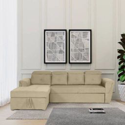 woodsworth from pepperfry Impero Fabric RHS Sofa Cum Bed in Beige Colour With Storage-picture-28