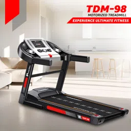 powermax fitness TDM-98 (4HP Peak) USB/AUX Connection, LED, Heart Rate Sensor, Foldable Home Use Treadmill image 2