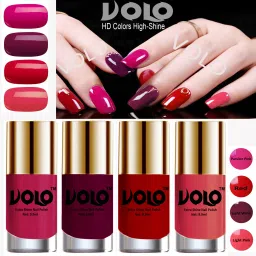 HD Colors High-Shine Long Lasting Non Toxic Professional Nail Polish Set of 4 Combo No-3 Light Wine, Red, Passion Pink, Light Pink-13