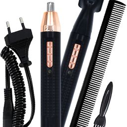 QGS AR 2in1 Rechargeable Hair Clipper Beard Moustache Ear Nose Hair Cutting Trimmer Fully Waterproof Grooming Kit 120 minRuntime 1 Length Settings-31