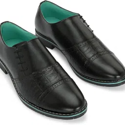 Chic Vegan Leather Sideways Lace-Up Shoes with Croco Embossed Finish Lace Up For Men-image-7