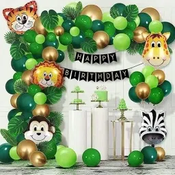 Solid Printed Happy Birthday Animal kit - 78 Pcs for Birthday Decor Balloon-8