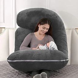 J SHAPE Microfibre Solid Pregnancy Pillow Pack of 1-image-27