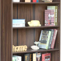 Muvo 6-Shelf Walnut Engineered Wood Open Book Shelf-28