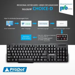 PRODOT Hindi Devanagari (English to HIndi Typing)| with Rupee key | Ergonomic Design Wired USB Standard Multi-device Keyboard Compatible with Desktop, Laptop, Mac image 5