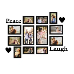 RANDOM Set Of 12 Black Individual Photo Frames With Peace & Laugh image 2