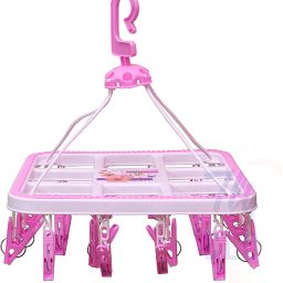 Cloth Drying Stand Hanger with 24 Clips/pegs, Baby Clothes Hanger Stand, Plastic Dress Hanger ForDress-image-54
