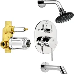 ENICET N53 Brass High Flow Diverter with Spout & Rain Flow Shower | Chrome Plated Wall Mixer for Bathroom,Diverter Set with Bathroom Mixer Tap and Shower System rain flow-2