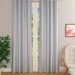the conversion Silver Solid Jute 9 Ft Light Filtering Eyelet Door Curtains (Set of 2)-picture-16