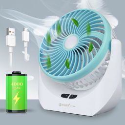 TAKSHA FANS High Speed Rechargeable portable Table Fan with LED Light Battery Powered 3 Blade Portable Mini Fan For Office Desk, Kitchen USB Fan-image-44