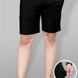 Solid Men Black Casual Shorts-image-85