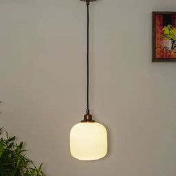 kapoor lampshades Sober Single Light Ceiling Pendant Light in Brushed Brass Finish With White Glass Shade-picture-48