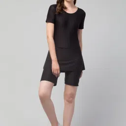 Swimsuit with attached shorts Printed Women Swim-dress Black Swimsuit-image-44