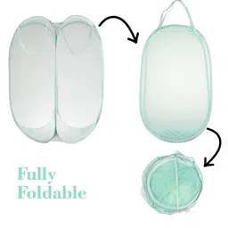 Kuber Industries 5 Pieces Nylon Net Lightweight & Foldable  Laundry Baskets With Handle image 3