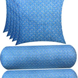 Combo Set of 5 Cushion And 2 Bolster Microfibre Floral Sleeping Pillow Pack of 7-57