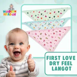 modern heados DAILY USE COTTON REUSABLE BIBS AND NAPPY COMBO (PACK OF 12) (Multicolor) image 4
