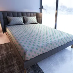 mayfair homes london Beige Abstract TC Cotton Super King Bedsheet with 2 Pillow Covers-picture-33