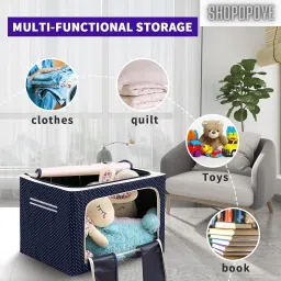 E Solutions Steel frame Double Opening WARDROBE ORGANISER/LIVING BOX-719(66LITERS)multicolor Poly-canvas Laundry Bag-image-54